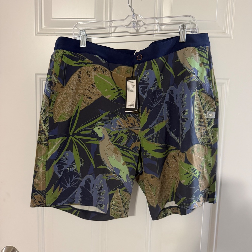 Rhone Barrier Swim Short XL Tropical Floral Green Blue 6 Inch Inseam 101560-961